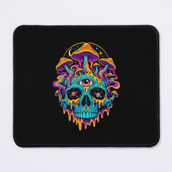 Item preview, Psychedelic Abstract Skull with Neon Mushrooms and Celestial Elements designed and sold by potseed21.