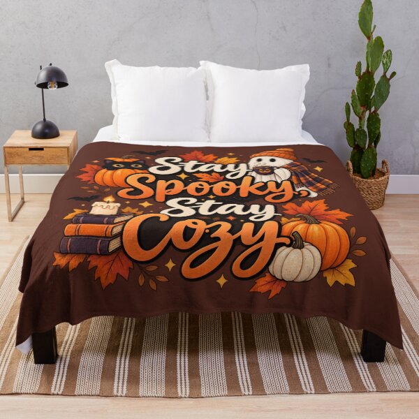 Item preview, Stay Spooky Stay Cozy – Cute Halloween Ghost, Black Cat & Pumpkins designed and sold by blankTeeShirt.