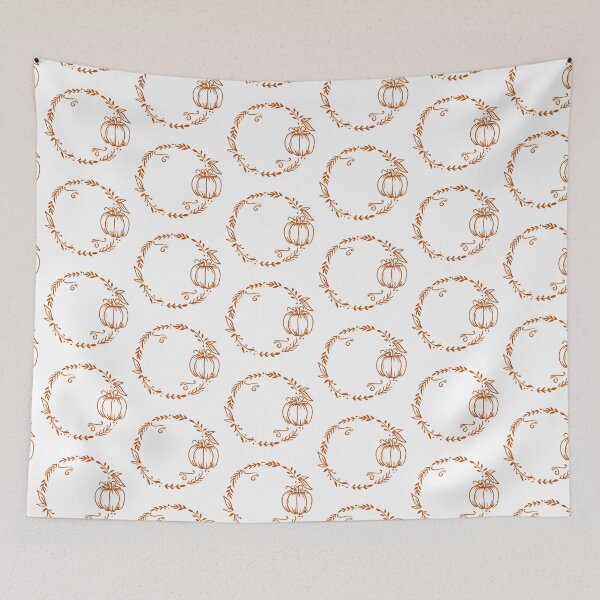 Item preview, Rustic Autumn Pumpkin Wreath Line Art — Terracotta Fall Botanical Frame designed and sold by LYAN-STORE.