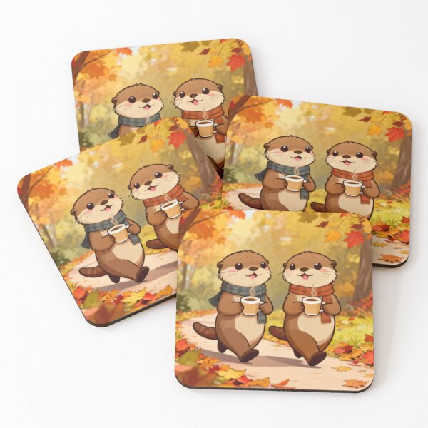 Item preview, Autumn Walk Sea Otters  designed and sold by Otterbean.