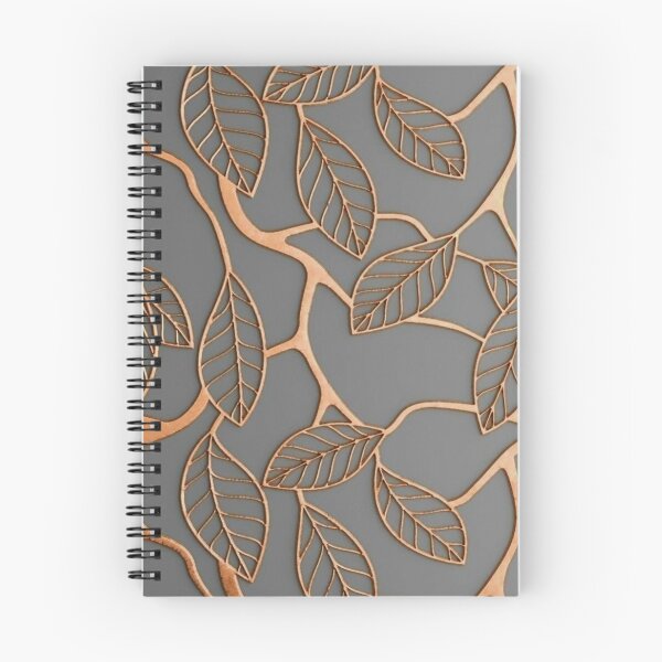 Item preview, Metallic Copper Leaves Outline Pattern — Modern Metallic Botanical Filigree Grey Background designed and sold by LYAN-STORE.