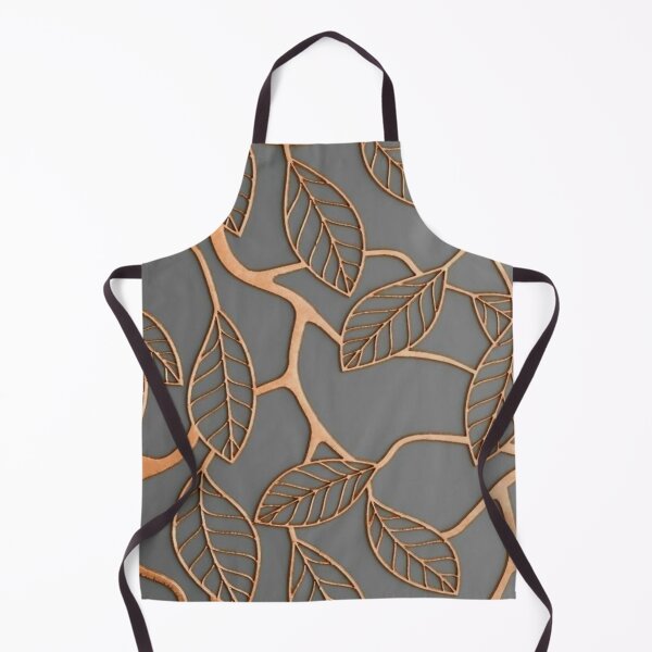 Item preview, Metallic Copper Leaves Outline Pattern — Modern Metallic Botanical Filigree Grey Background designed and sold by LYAN-STORE.