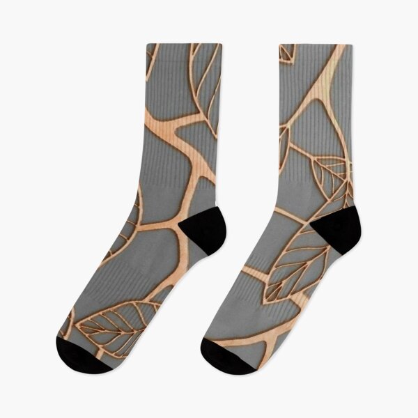 Item preview, Metallic Copper Leaves Outline Pattern — Modern Metallic Botanical Filigree Grey Background designed and sold by LYAN-STORE.