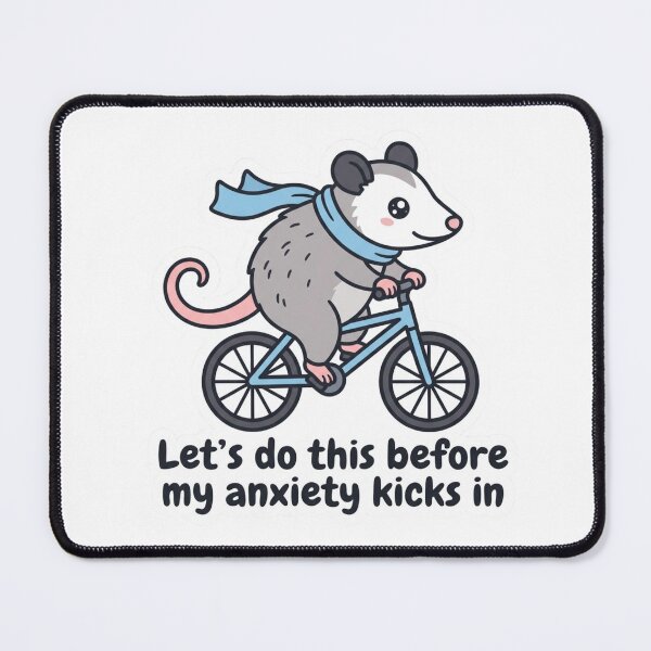 Item preview, Before My Anxiety Kicks In Cute Opossum Riding Bicycle Funny Mental Health Meme designed and sold by raedattia.