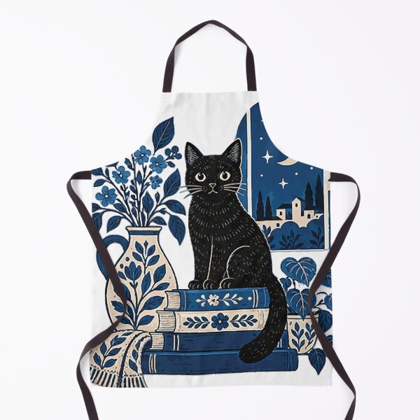 Item preview, Black Cat Moonlit Window Illustration designed and sold by Gold Turtle  Lina.