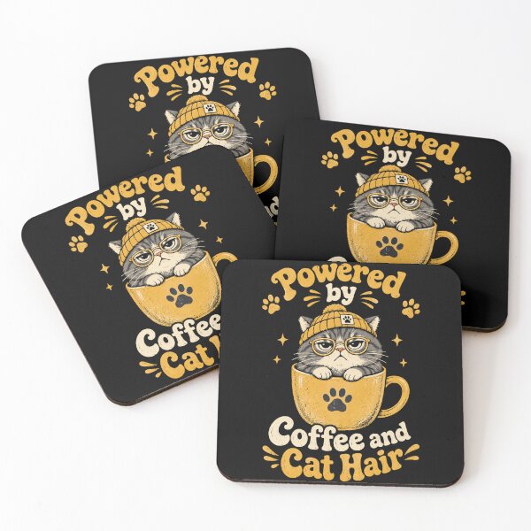 Item preview, Powered By Coffee And Cat Hair Funny Cat Owner Retro Design designed and sold by eNtyshop23.
