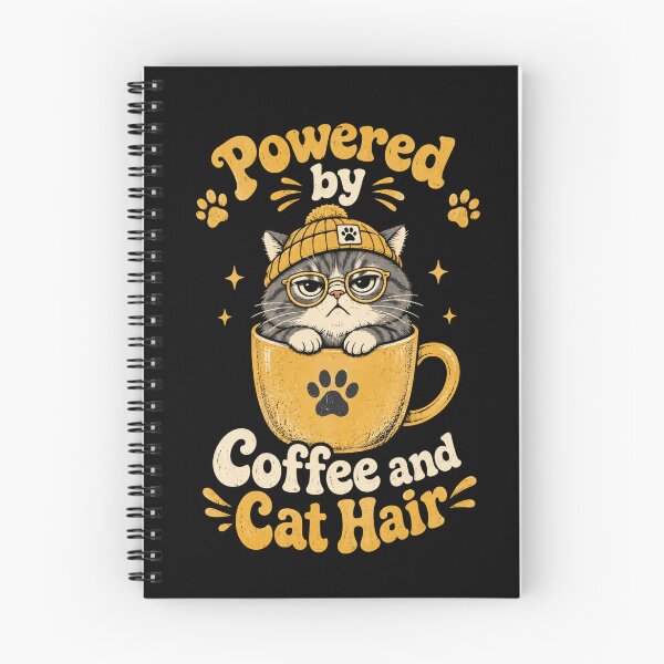 Item preview, Powered By Coffee And Cat Hair Funny Cat Owner Retro Design designed and sold by eNtyshop23.