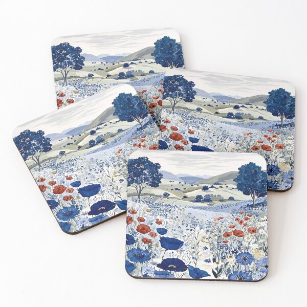 Item preview, Retro Mountain With Trees, Flowers and Gardening, Gustav Klimt Flower Garden, Floral, Digital Art Illustration designed and sold by Matt_Smith.