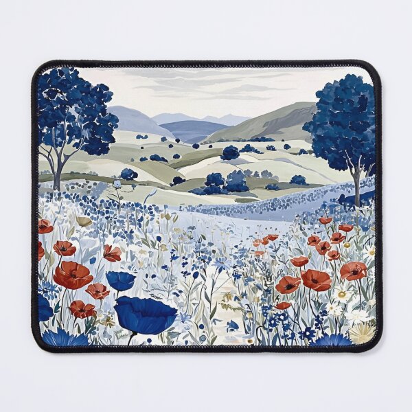 Item preview, Retro Mountain With Trees, Flowers and Gardening, Gustav Klimt Flower Garden, Floral, Digital Art Illustration designed and sold by Matt_Smith.