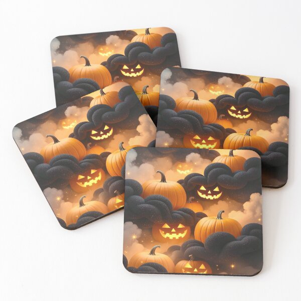Item preview, Spooky Glowing Jack O Lanterns in Dark Clouds — Dramatic Halloween Sky Pattern designed and sold by LYAN-STORE.