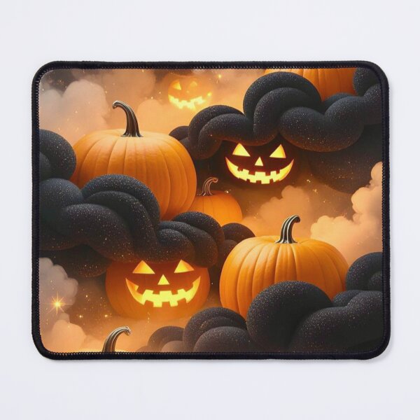 Item preview, Spooky Glowing Jack O Lanterns in Dark Clouds — Dramatic Halloween Sky Pattern designed and sold by LYAN-STORE.