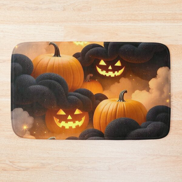 Item preview, Spooky Glowing Jack O Lanterns in Dark Clouds — Dramatic Halloween Sky Pattern designed and sold by LYAN-STORE.