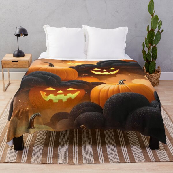 Item preview, Spooky Glowing Jack O Lanterns in Dark Clouds — Dramatic Halloween Sky Pattern designed and sold by LYAN-STORE.