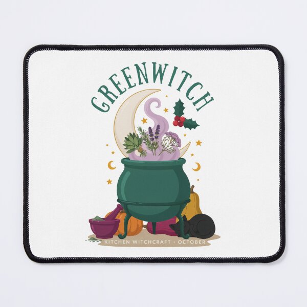 Item preview, Greenwitch Kitchen Witch Cauldron Halloween Design Graphic Tee v6 designed and sold by DarylWelsh2024.