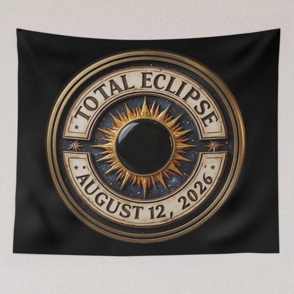 Item preview, Vintage Circle Total Solar Eclipse Commemorative August 12 2026 Celestial Sun Emblem Astrological Art. designed and sold by Giulivo Store Graphic.