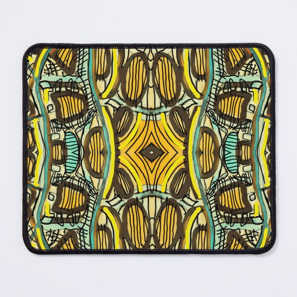 Item preview, Abstract geometric pattern in yellow, turquoise blue, and deep brown designed and sold by Fayes4Art.
