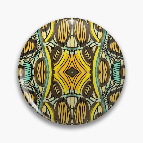 Item preview, Abstract geometric pattern in yellow, turquoise blue, and deep brown designed and sold by Fayes4Art.