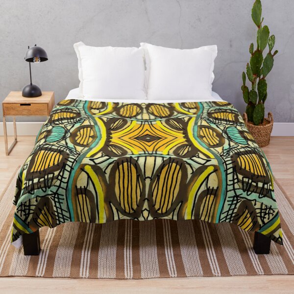 Item preview, Abstract geometric pattern in yellow, turquoise blue, and deep brown designed and sold by Fayes4Art.
