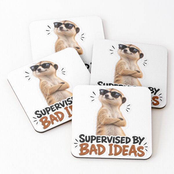 Item preview, Supervised By Bad Ideas – Funny Meerkat Sticker designed and sold by biomood.