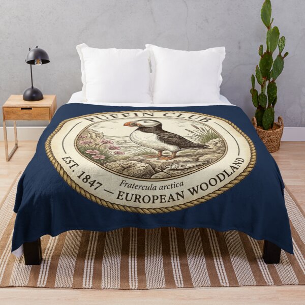 Item preview, Puffin Club Vintage Badge European Wildlife Art designed and sold by CalmCapy Co.