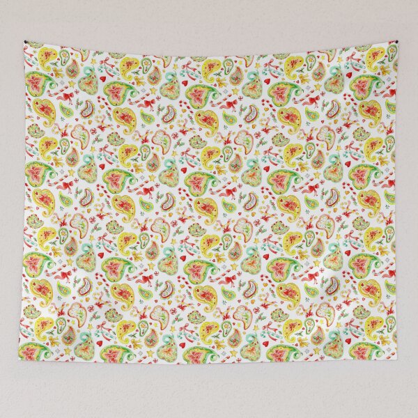 Item preview, Christmas paisley hand painted watercolor art designed and sold by Sarah Trett.