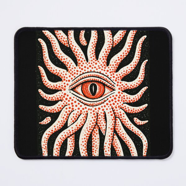 Item preview, Mystical Linocut Illustration of All-Seeing Eye with Tentacles designed and sold by Mike Kiev art.
