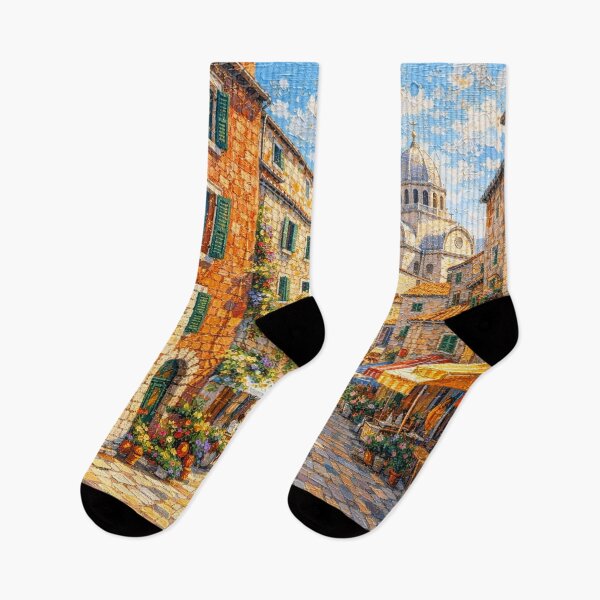 Item preview, Sibenik, Croatia – a painting of a summer day in this beautiful European city. designed and sold by GalleryKauffeld.