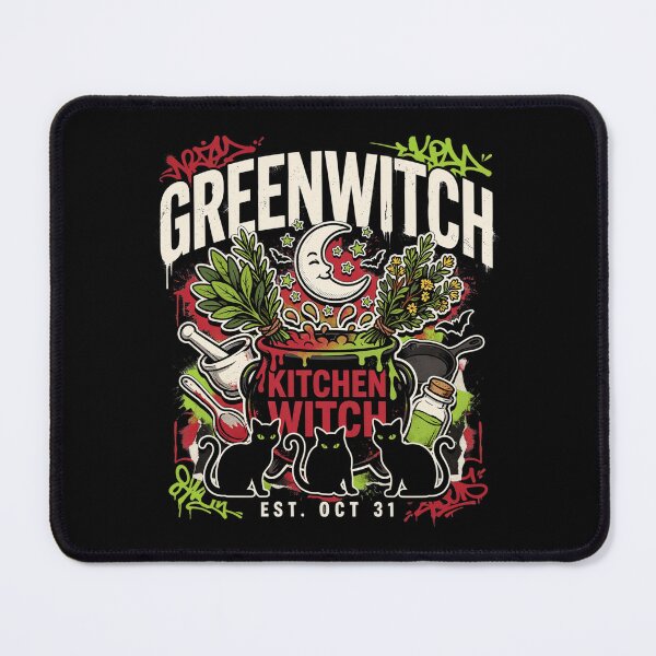 Item preview, Greenwitch Kitchen Witch Cauldron Halloween Design Graphic Tee v7 designed and sold by DarylWelsh2024.