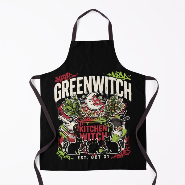 Item preview, Greenwitch Kitchen Witch Cauldron Halloween Design Graphic Tee v7 designed and sold by DarylWelsh2024.