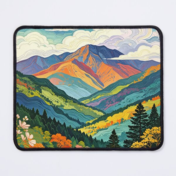 Item preview, Retro Mountain With Trees, Flowers and Gardening, Gustav Klimt Flower Garden, Floral, Digital Art Illustration designed and sold by Matt_Smith.