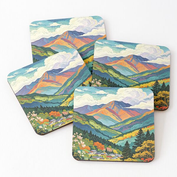 Item preview, Retro Mountain With Trees, Flowers and Gardening, Gustav Klimt Flower Garden, Floral, Digital Art Illustration designed and sold by Matt_Smith.