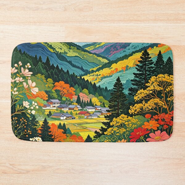 Item preview, Retro Mountain With Trees, Flowers and Gardening, Gustav Klimt Flower Garden, Floral, Digital Art Illustration designed and sold by Matt_Smith.