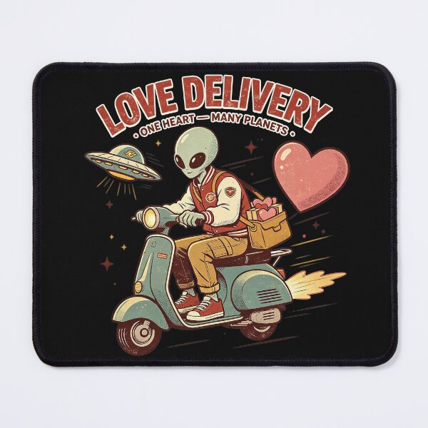 Item preview, Funny Love Delivery Alien Scooter Space   designed and sold by NatalieJeans.