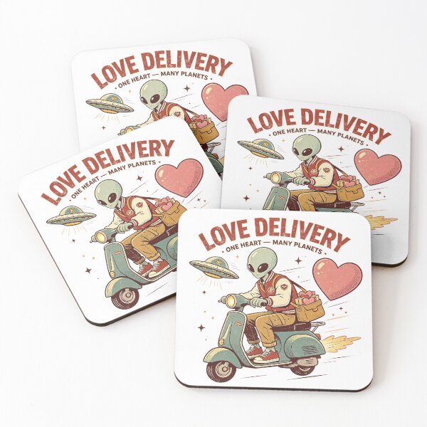 Item preview, Funny Love Delivery Alien Scooter Space   designed and sold by NatalieJeans.