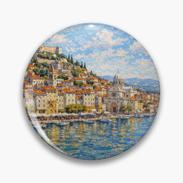 Item preview, Sibenik, Croatia – a painting of a summer day in this beautiful European city. designed and sold by GalleryKauffeld.