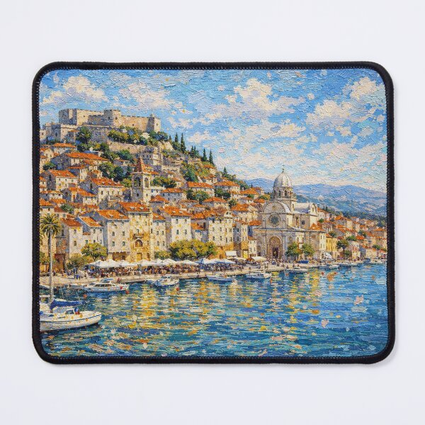 Item preview, Sibenik, Croatia – a painting of a summer day in this beautiful European city. designed and sold by GalleryKauffeld.