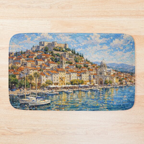 Item preview, Sibenik, Croatia – a painting of a summer day in this beautiful European city. designed and sold by GalleryKauffeld.