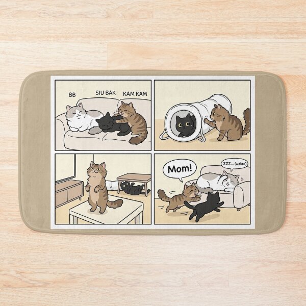 Item preview, Siu Bak & Kam Kam Playtime: Waking Up Mom Cat Comic designed and sold by PetalsPaws.