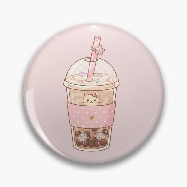 Item preview, Cute Aesthetic Kitty Boba Tea | Pastel Pink Bubble Tea Illustration designed and sold by MarJul.