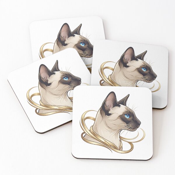 Item preview, Elegant Siamese Cat with Golden Ribbons Vector Design - Luxury Pet Portrait and Illustration designed and sold by Nubian Style.