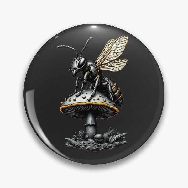 Item preview, Cyber Wasp - Gold Titanium & Carbon Fiber Techwear Emblem designed and sold by Shift-Bloom.