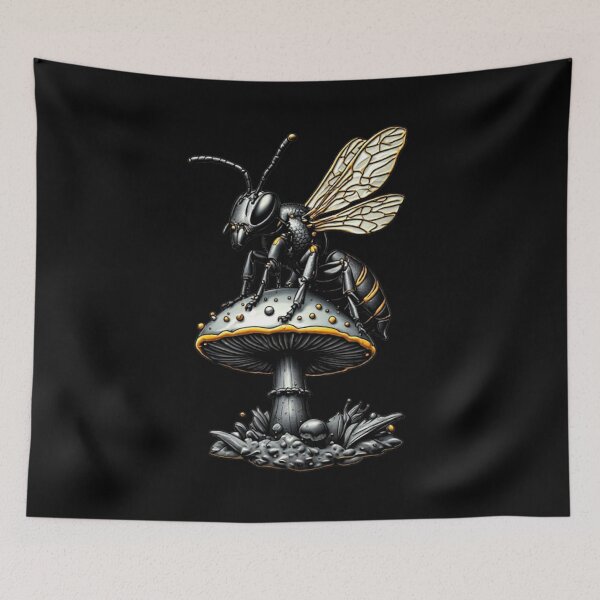 Item preview, Cyber Wasp - Gold Titanium & Carbon Fiber Techwear Emblem designed and sold by Shift-Bloom.