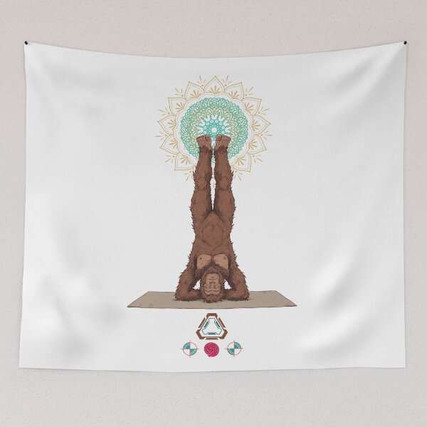 Item preview, Zen Bigfoot Doing a Yoga Headstand (Sirsasana) designed and sold by Whimsy Trail Co.