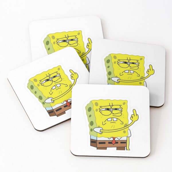 Item preview, Annoyed SpongeBob Middle Finger – Funny Meme Sticker designed and sold by frantuliuss.