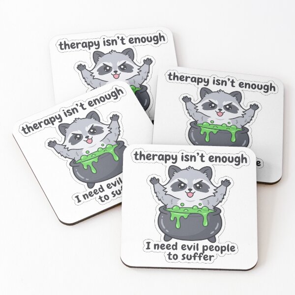 Item preview, Therapy Isn't Enough Evil People Suffer Raccoon Cauldron Funny Dark Humor Witchy Meme designed and sold by raedattia.