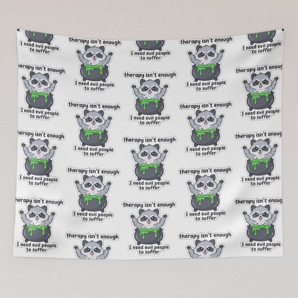Item preview, Therapy Isn't Enough Evil People Suffer Raccoon Cauldron Funny Dark Humor Witchy Meme designed and sold by raedattia.