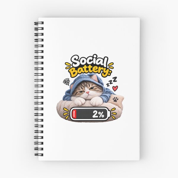 Item preview, Social Battery 2% – Funny Sleepy Cat Introvert Humor designed and sold by ARinternational.