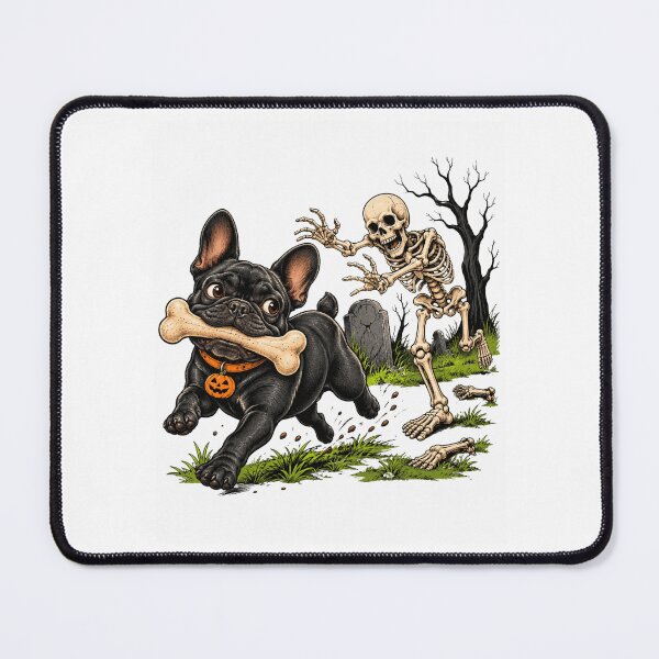 Item preview, Skeleton Dog Halloween Bone Chase Graveyard Art designed and sold by ROUX-ART.