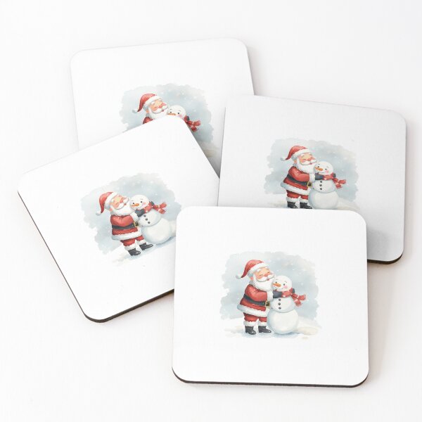 Item preview, Santa Claus Hugging Snowman – Christmas Watercolor Art designed and sold by mayatA-rt.
