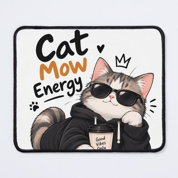 Item preview, Cat Mow Energy Cute Cat Sunglasses Good Vibes Funny Cat Lover Design designed and sold by Cool Tee World .
